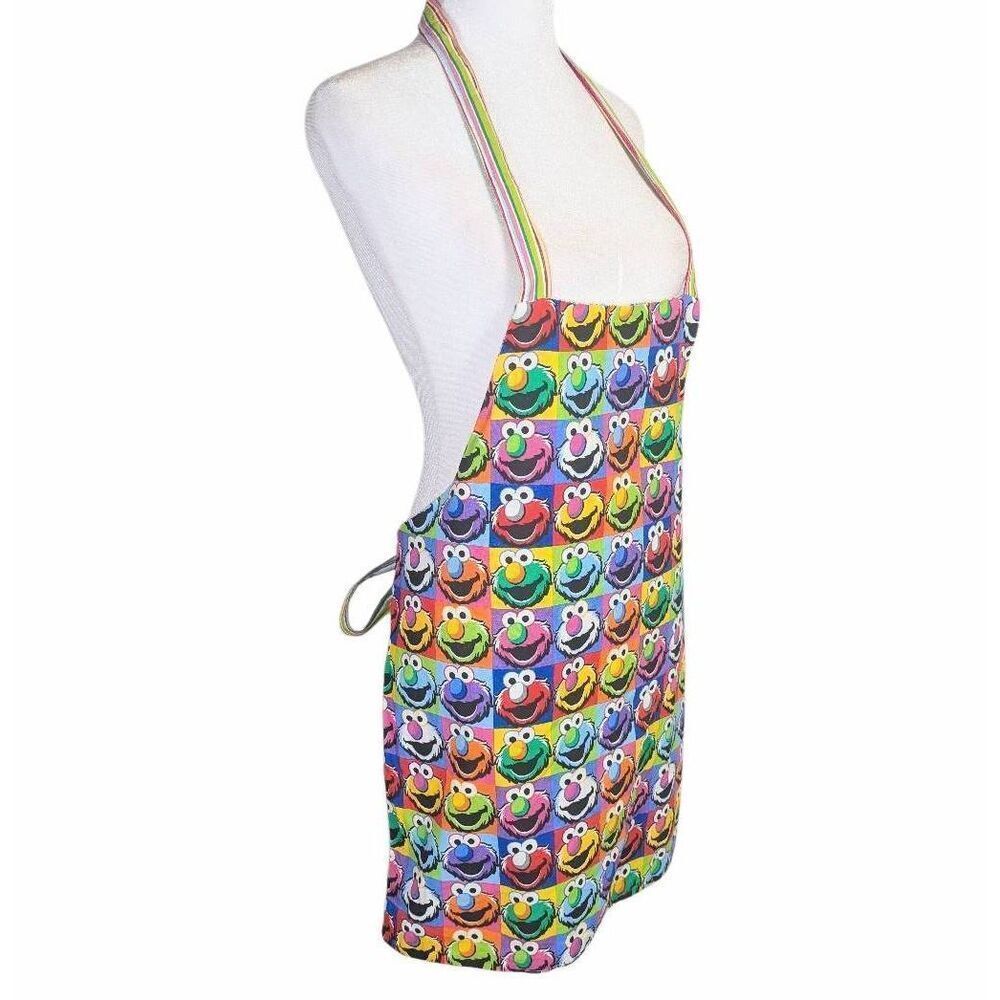 Custom Handmade Elmo Op art pop multicolor rainbow apron smock one size